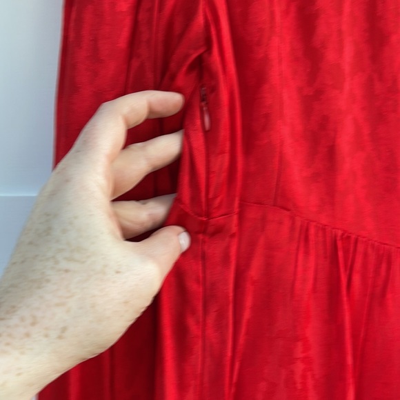 MAJE Smocked leopard jacquard dress red. Size 4 - Picture 7 of 8